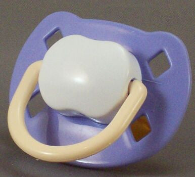 Purple Mauve and cream Spanish style dummy with Nuk teat
