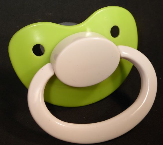 Green with white Large Shield,  Pacifier, with Latex or Silicon teat