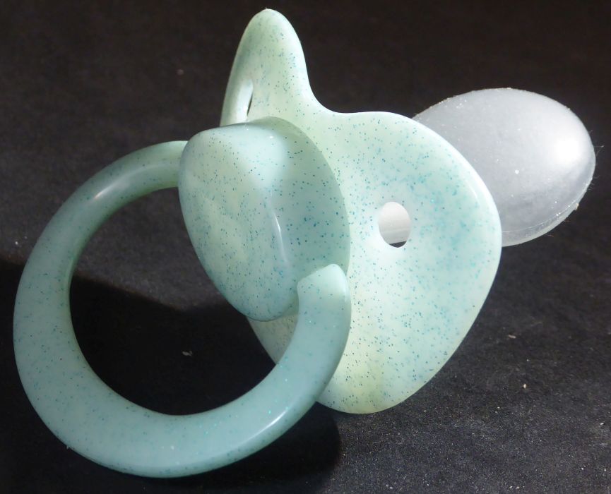 Light green/blue glitter Large Shield Pacifier