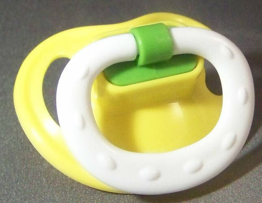 yellow coloured "NUK Style" Pacifier, Dummy, Soother, modified with nuk 4 or 5 teat