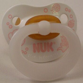 White With pink bees NUK Pacifier