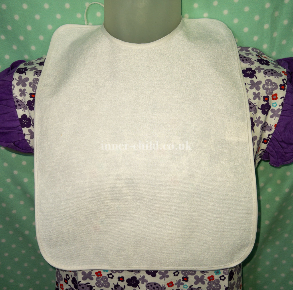 White Adult Bib with Tie Neck