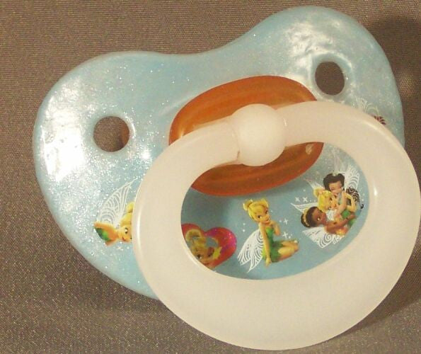 NUK pacifier hand decorated with Disney Tinkabelle and friends.